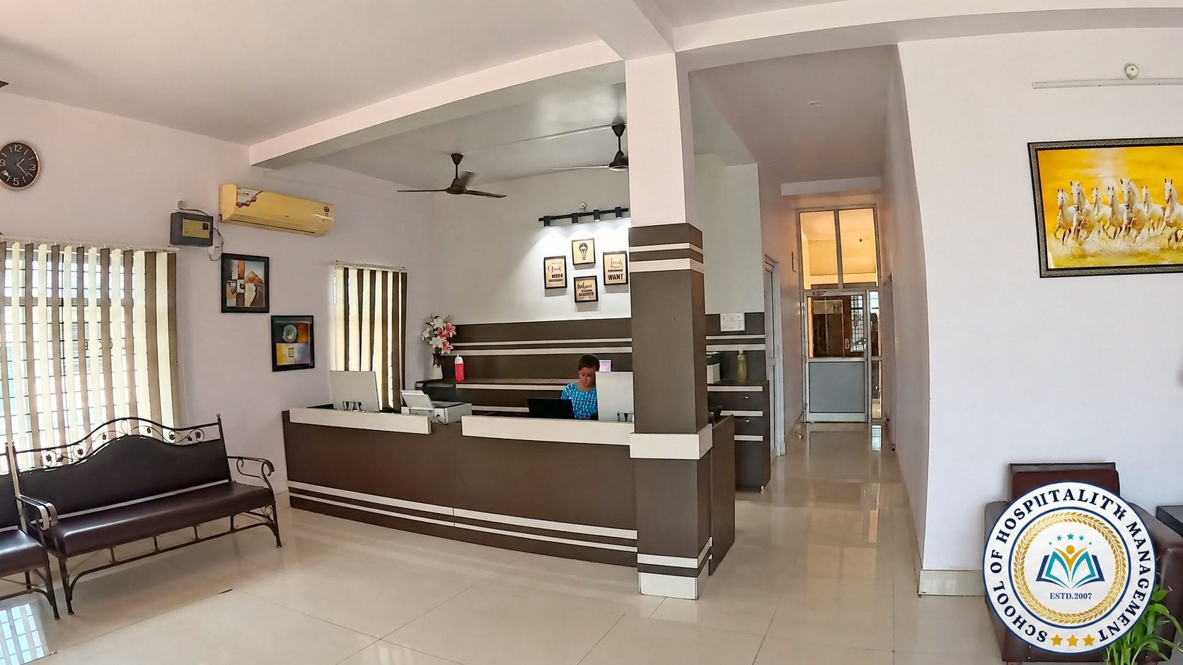 The reception at School of Hospitality & Management, Durgapur, where visitors and prospective students are received