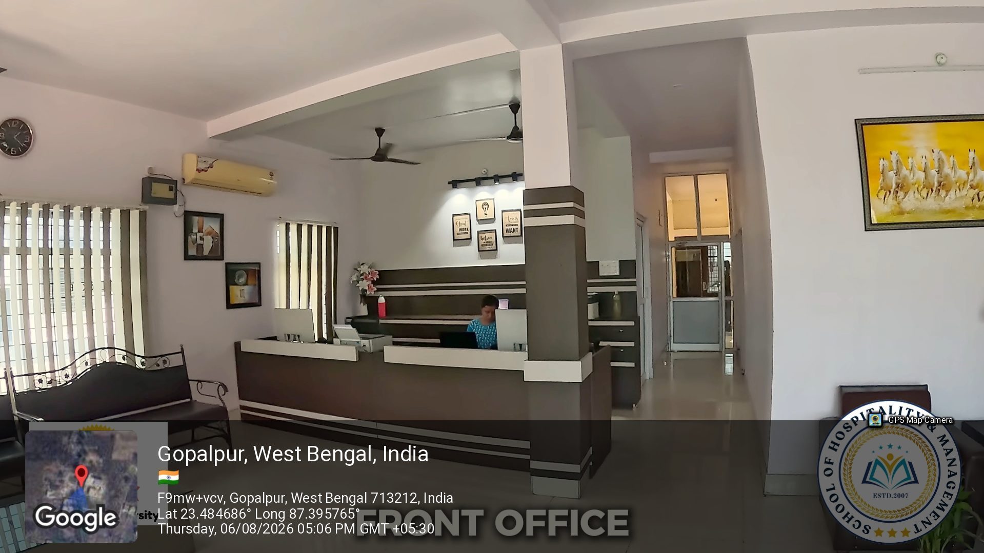 The reception at School of Hospitality & Management, Durgapur, where visitors and prospective students are received